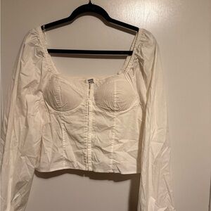 NYC Cream Puff-Sleeve Corset Top